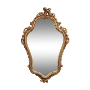 Miroir rocaille bois doré à la