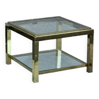 Coffee table in gilded brass and glass