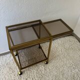 Brass rolling trolley with smoked glass from the 70s