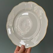 Series of 11 old flat plates in white porcelain and gold edging