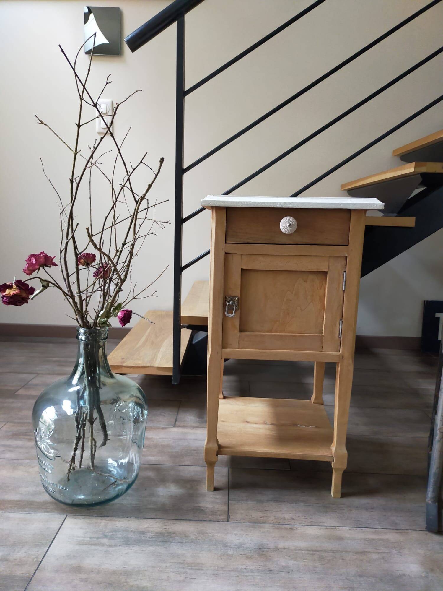 Solid wood bedside table