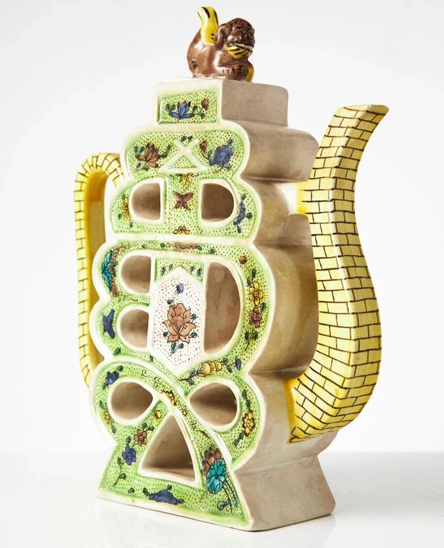 Chinese porcelain teapot puzzle, Famille Verte, 19th / early 20th century