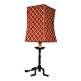 60s Wrought Iron Table Lamp with Upholstered Shade