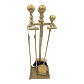 Fireplace tool set in brass