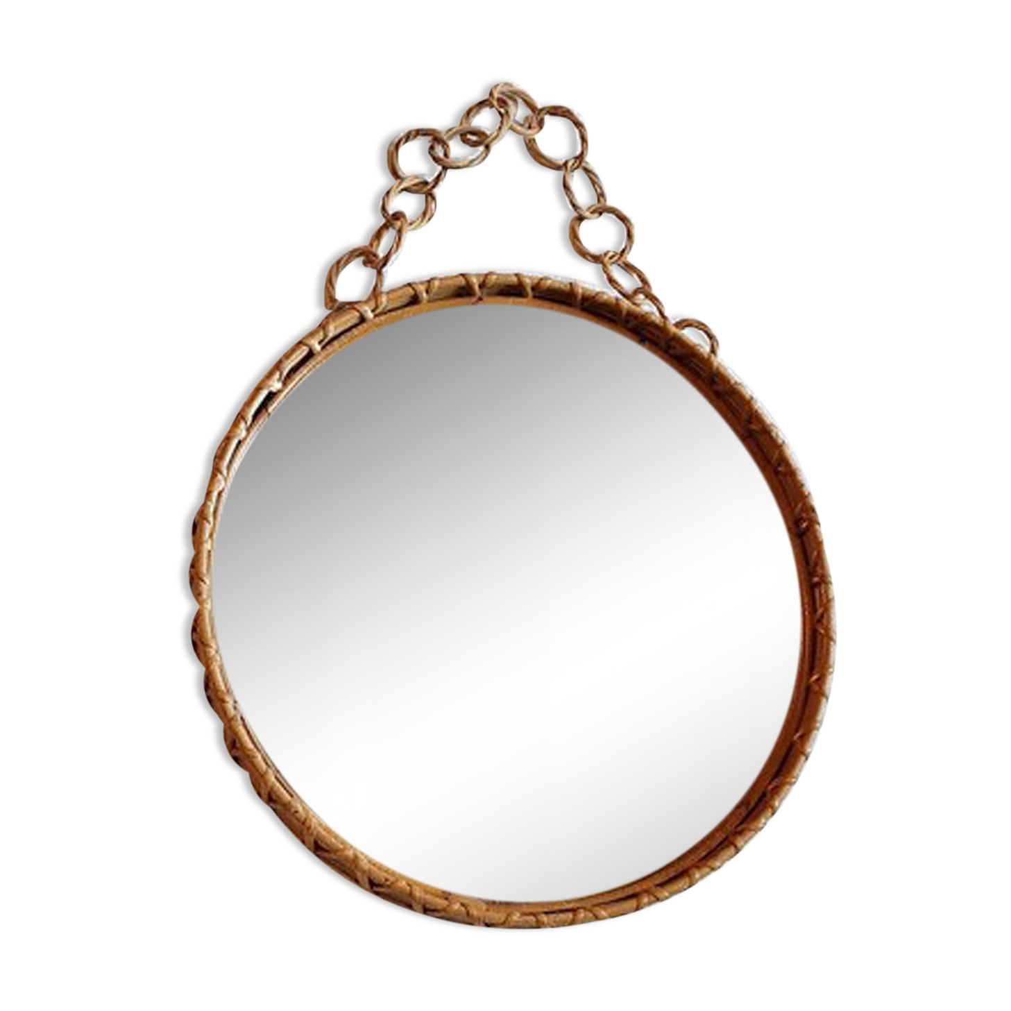 Round rattan mirror 1960