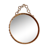 Round rattan mirror 1960
