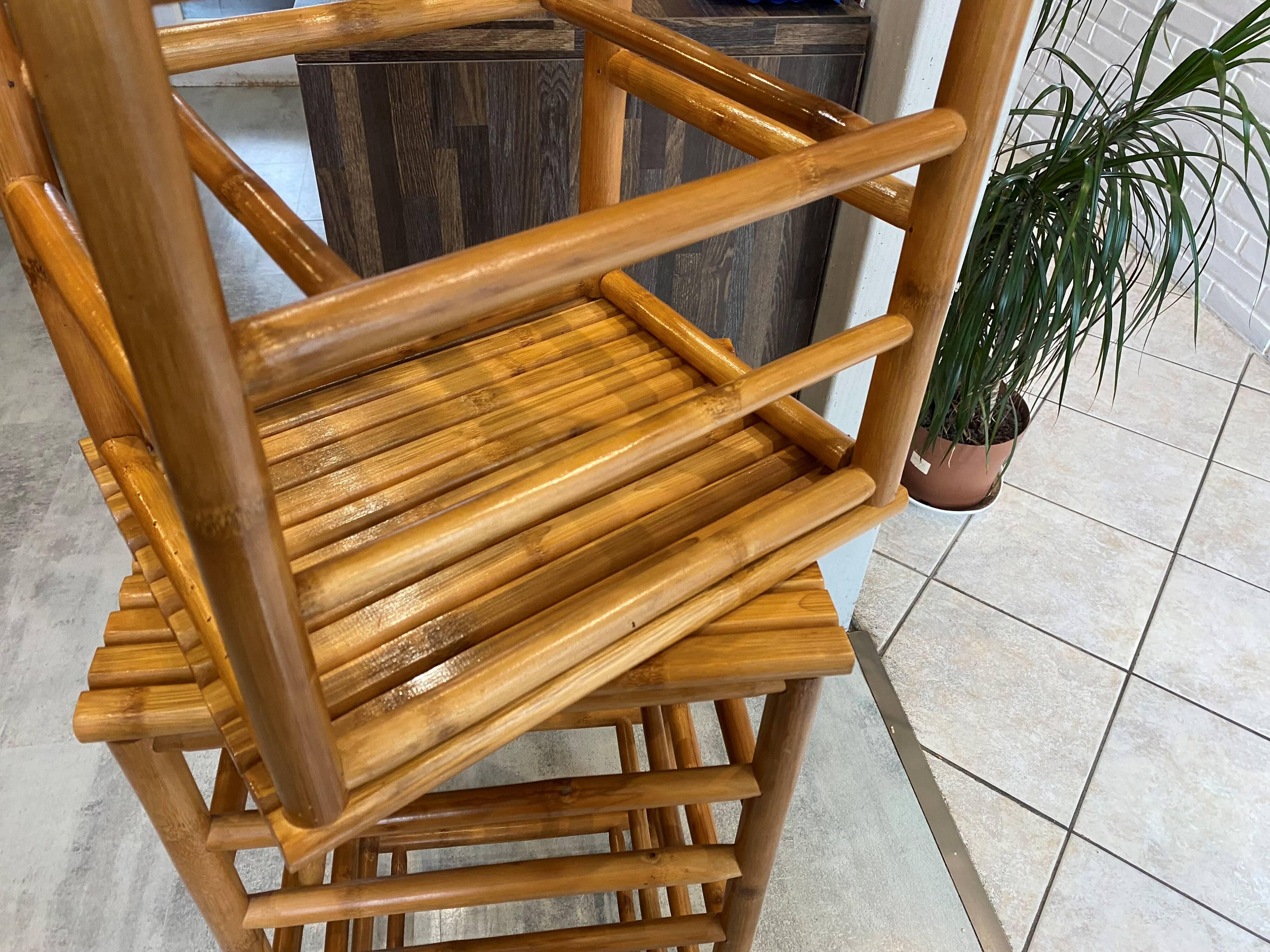 Pair of vintage bamboo high bar stools