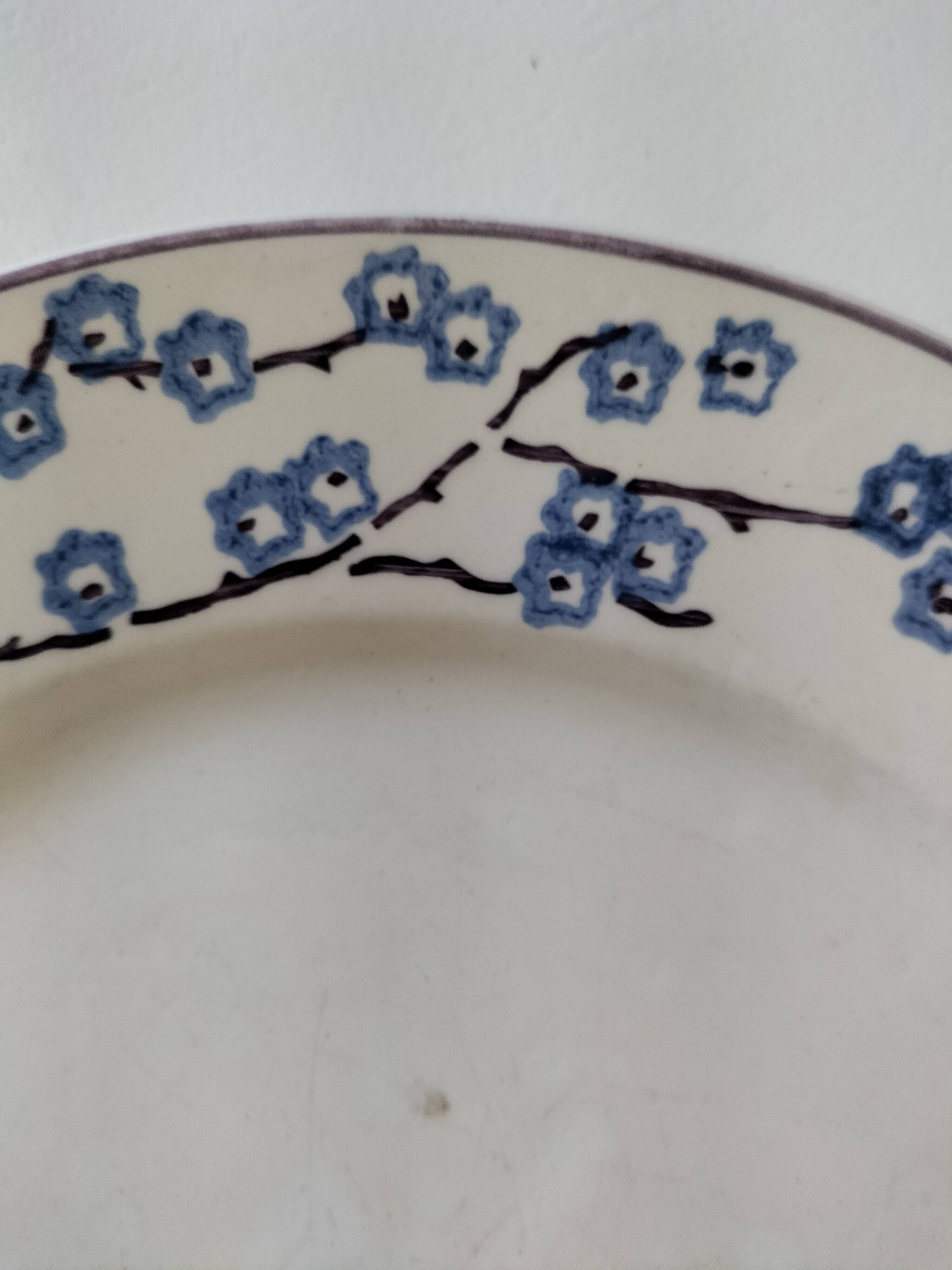 3 assiettes plates Digoin Sarreguemines modèle Pêcher