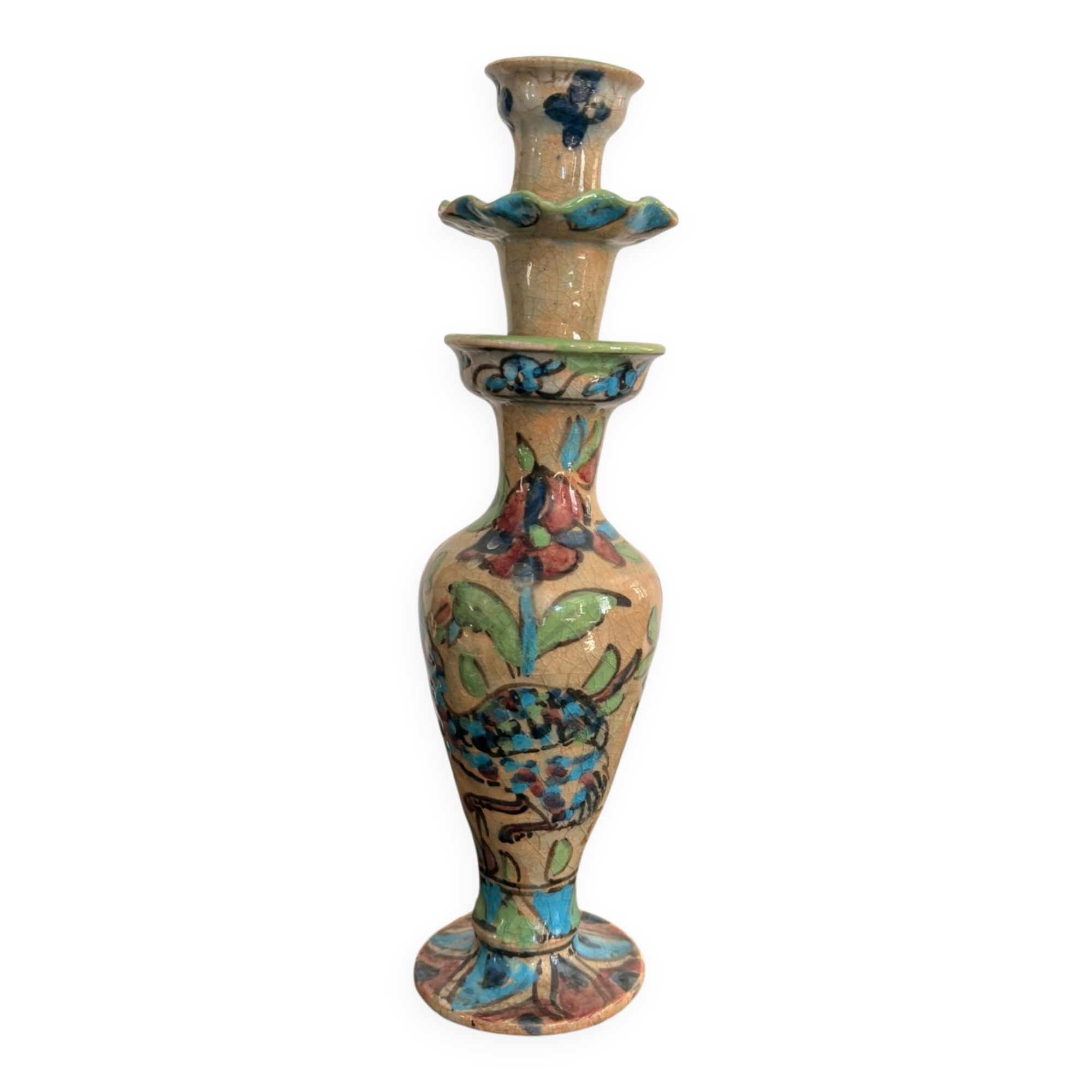 Ancient Ceramic Candle Holder Terracotta Persian Bird Torch Persian