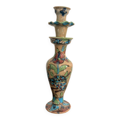 Ancien Bougeoir Céramique Poterie Terre Cuite Persane Oiseau Flambeau Perse