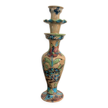 Ancien Bougeoir Céramique Poterie Terre Cuite Persane Oiseau Flambeau Perse