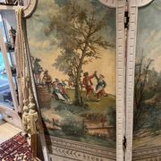 Four-panel screen from the Louis XVI period with rustic decorations.