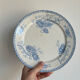 Old flat plate, light blue ironstone from Sarreguemines, model r.