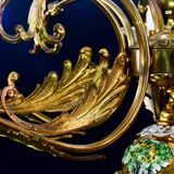 Manila, large size 12 light Italian vintage ceramic chandelier, 1960