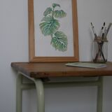 School desk and matching chair green almond