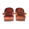 Pair of upholstered toaded armchairs