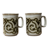 2 vintage Ducan ceramics glazed stoneware mugs