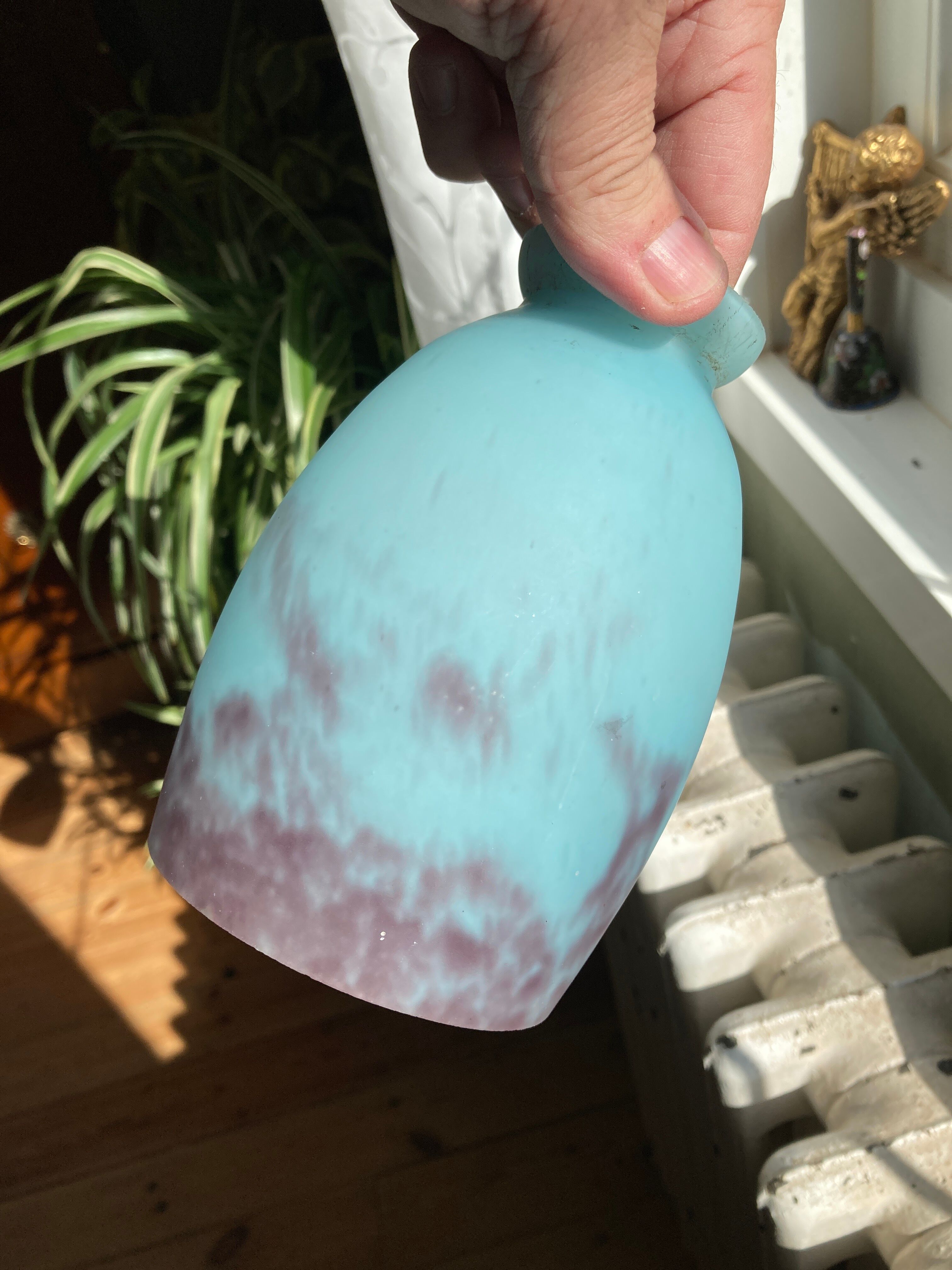Tulipe en pate de verre bleue turquoise