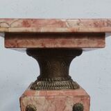 Colonne haute en marbre rose et bronze style Louis XVI
