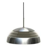 Lampe suspension allemande en aluminium et verre de l’espace Mid-Century de Doria, années 1960