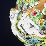 Manila, large size 12 light Italian vintage ceramic chandelier, 1960