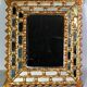Mirror with reverse edges, carved wooden frame, vintage 50s, C942.