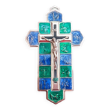 Crucifix en métal et émail
