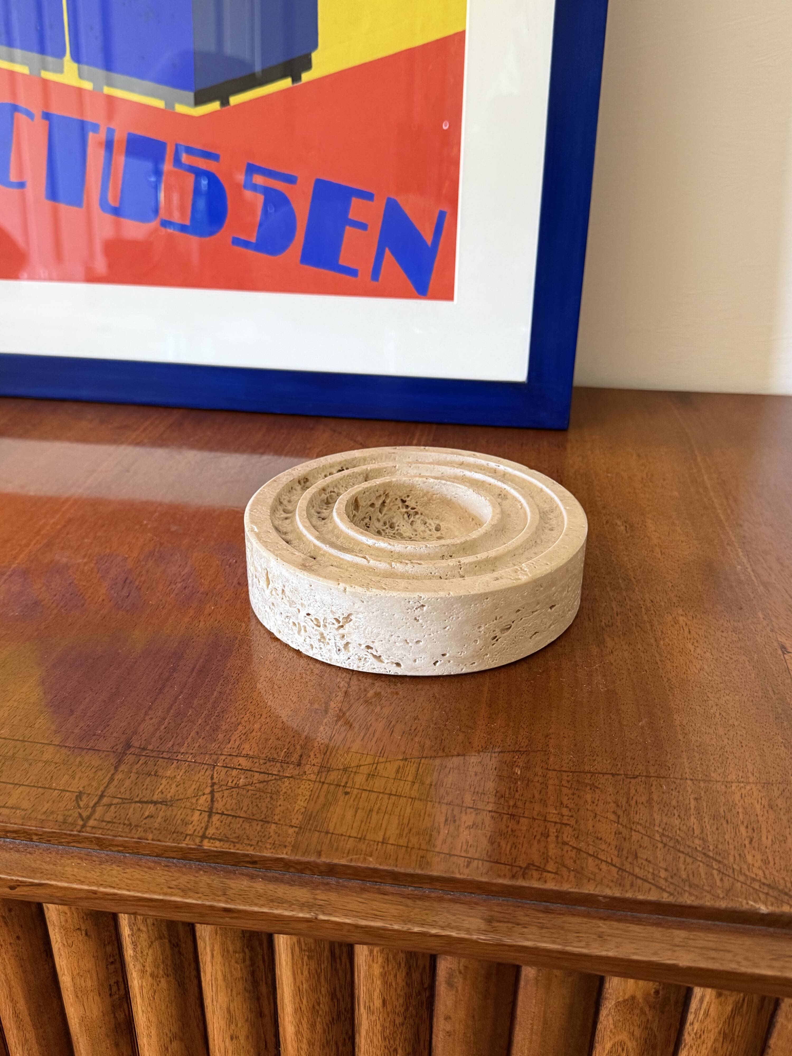 Travertine vide poche / ashtray, Cerri Nestore, Italy, 1970s