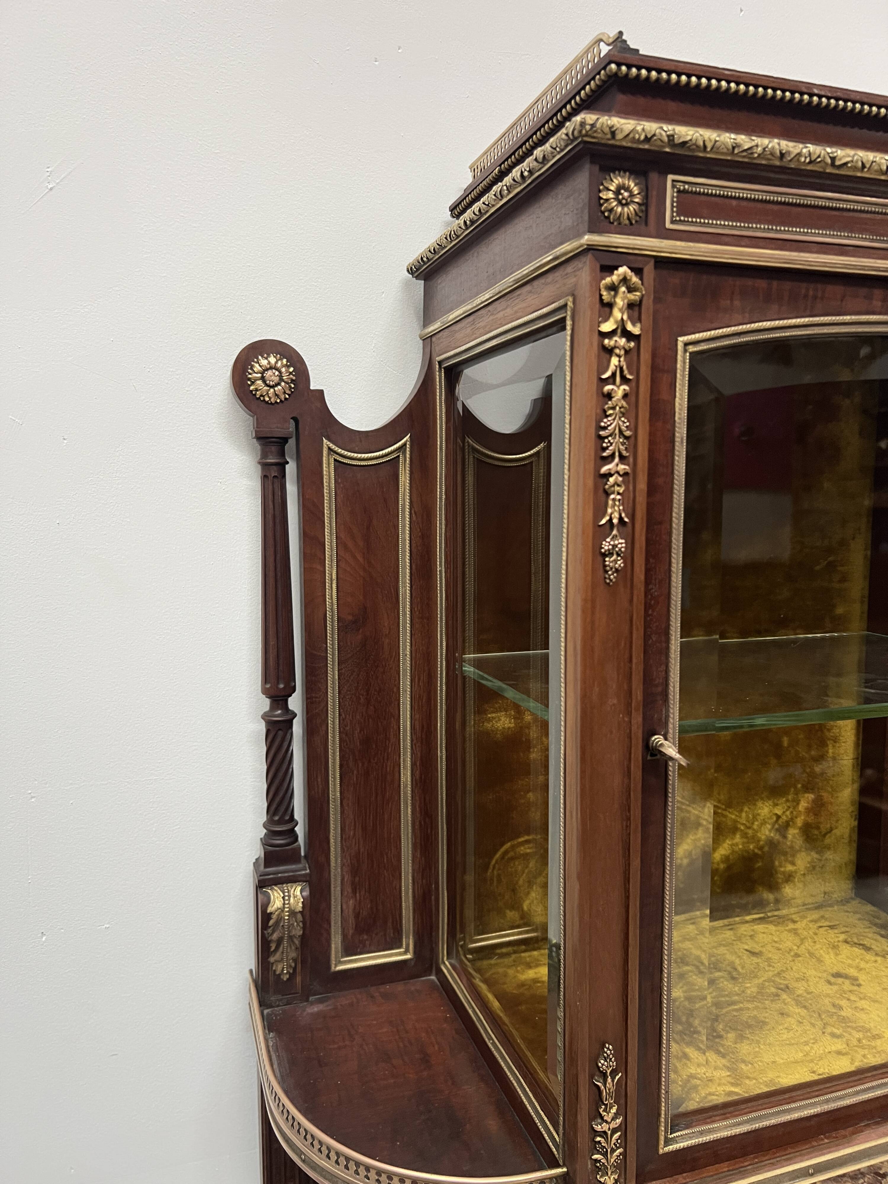 Napoleon III Mahogany and Chiseled Bronze Display Cabinet, 19th Century