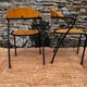 Paire de chaises bois et métal noir