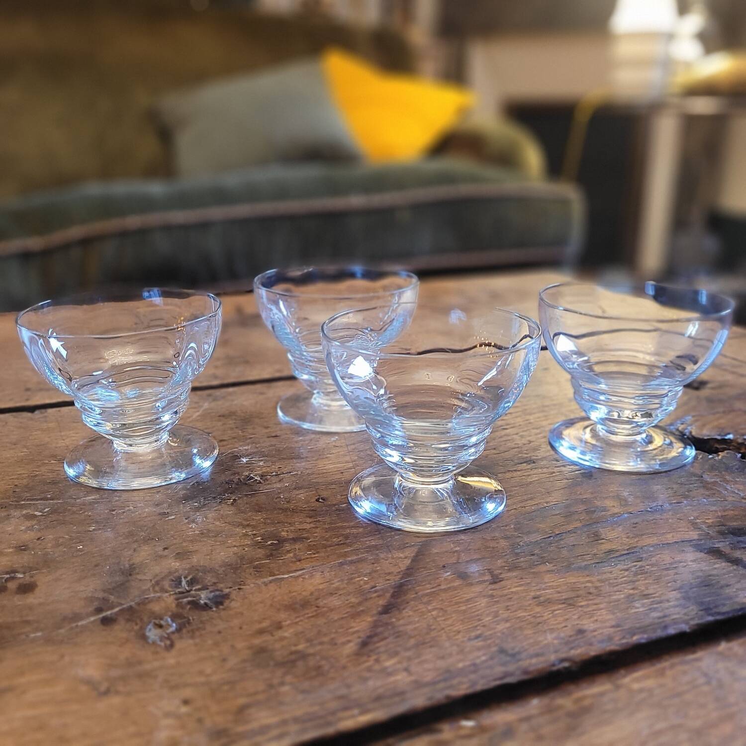 4 pressed glass cups – France – 1950s–1960s