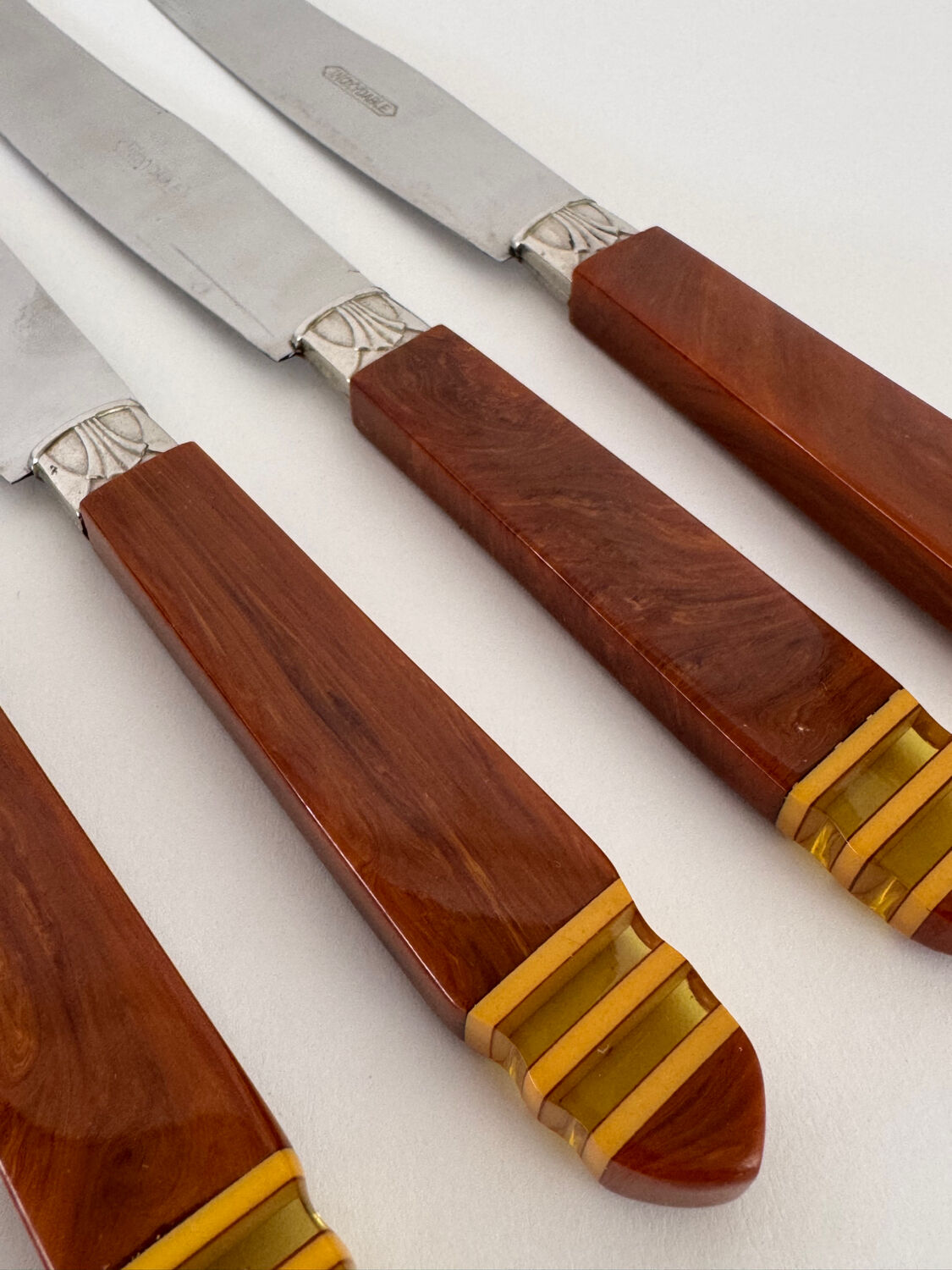 Set of 6 Vintage French Art Deco Design Inox Dinner Knives