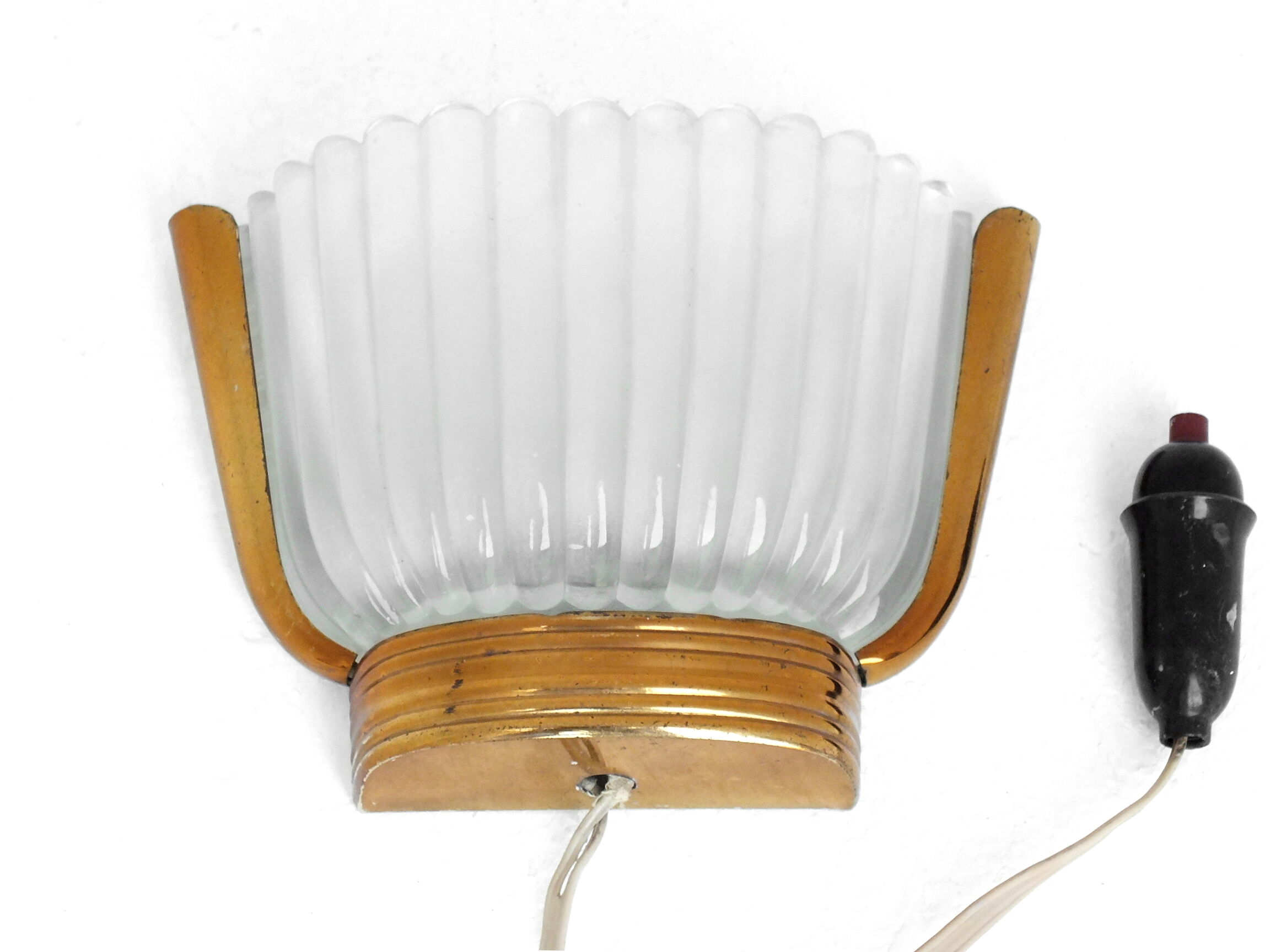 Seguso wall lamp decò years '30 design in glass and brass