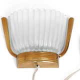 Seguso wall lamp decò years '30 design in glass and brass