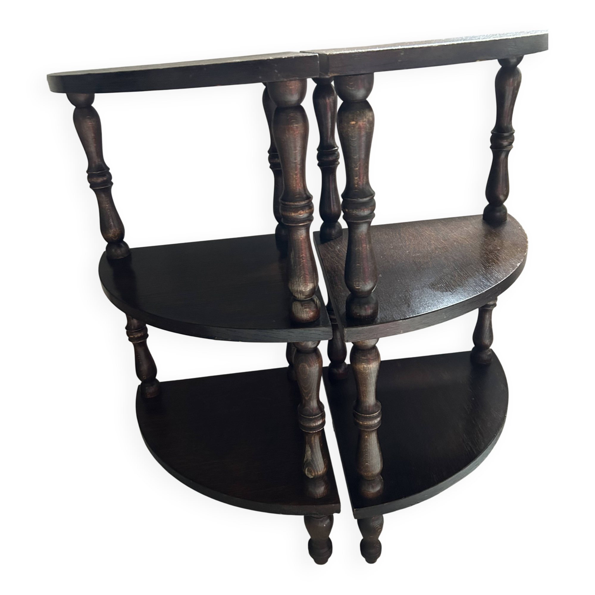 Pair of modular corner shelves in half-moon console – Napoleon I style