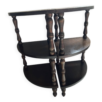 Pair of modular corner shelves in half-moon console – Napoleon I style