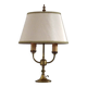 2 Light French Vintage Brass Boulotte Table Lamp With Cream Fabric Shade