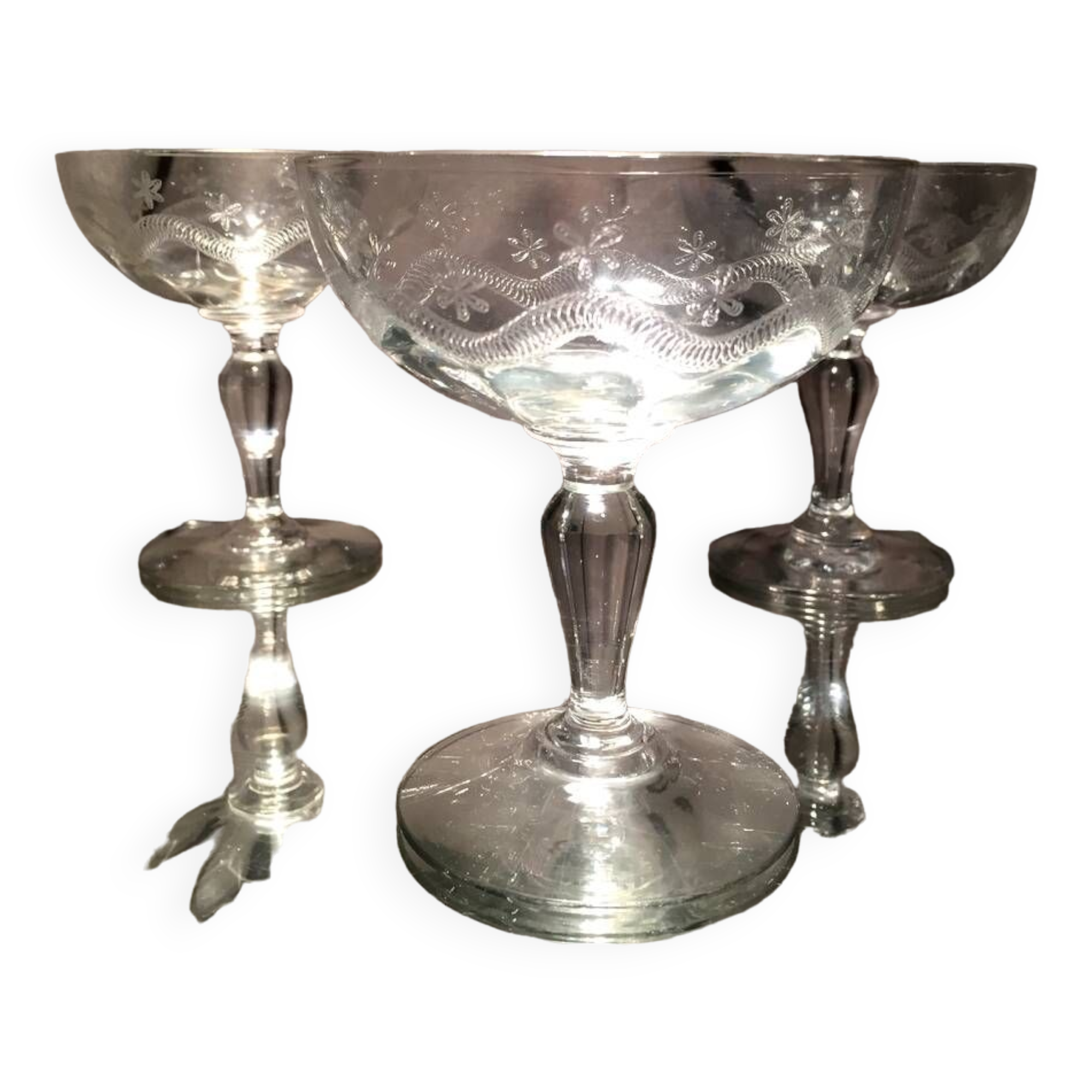 Set of 3 vierzon crystal glasses emma model 1930 1940