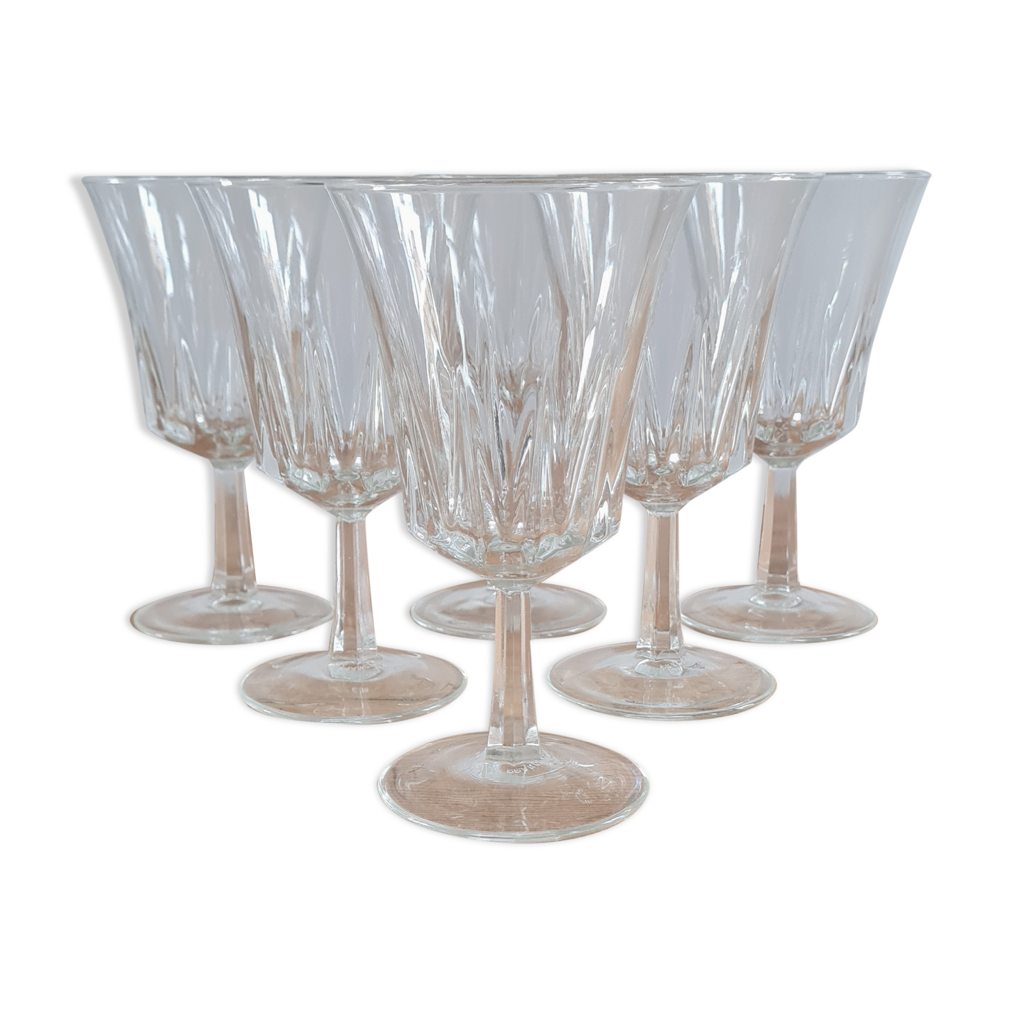 Service of 6 chiseled glasses