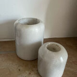 Set of vintage grey marble candle holders