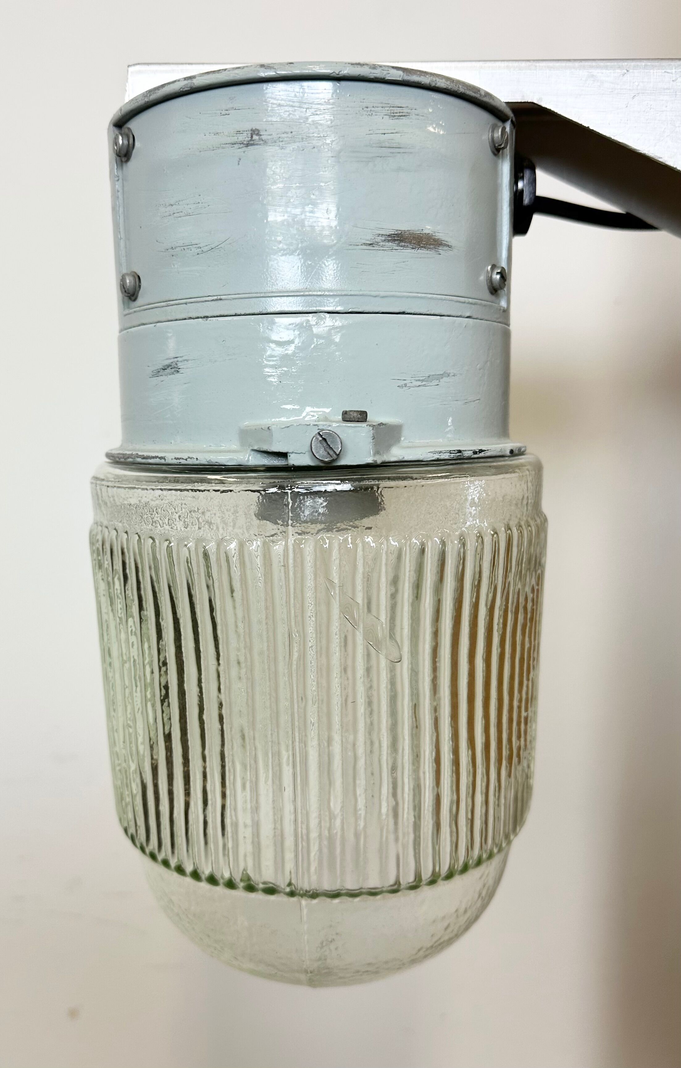 Industrial Aluminium Wall Light with Ribbed Glass from Elektrosvit, 1970s