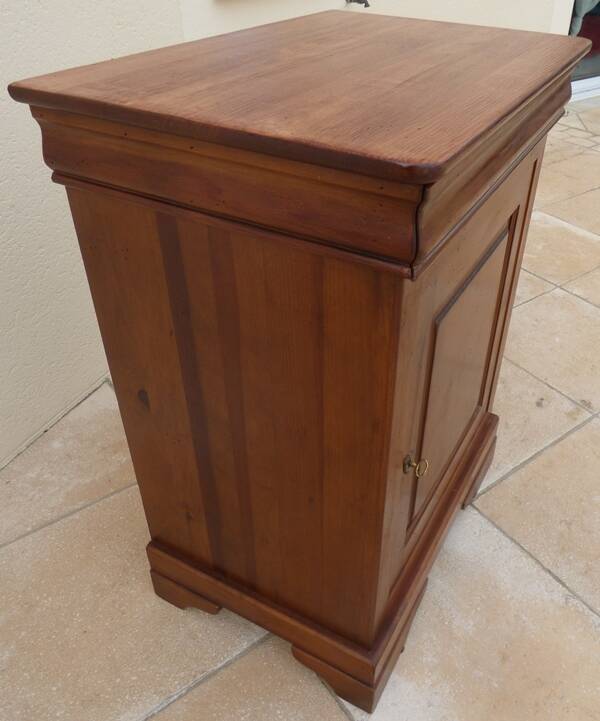Large jam jar in solid cherry wood with its secret drawer and one door