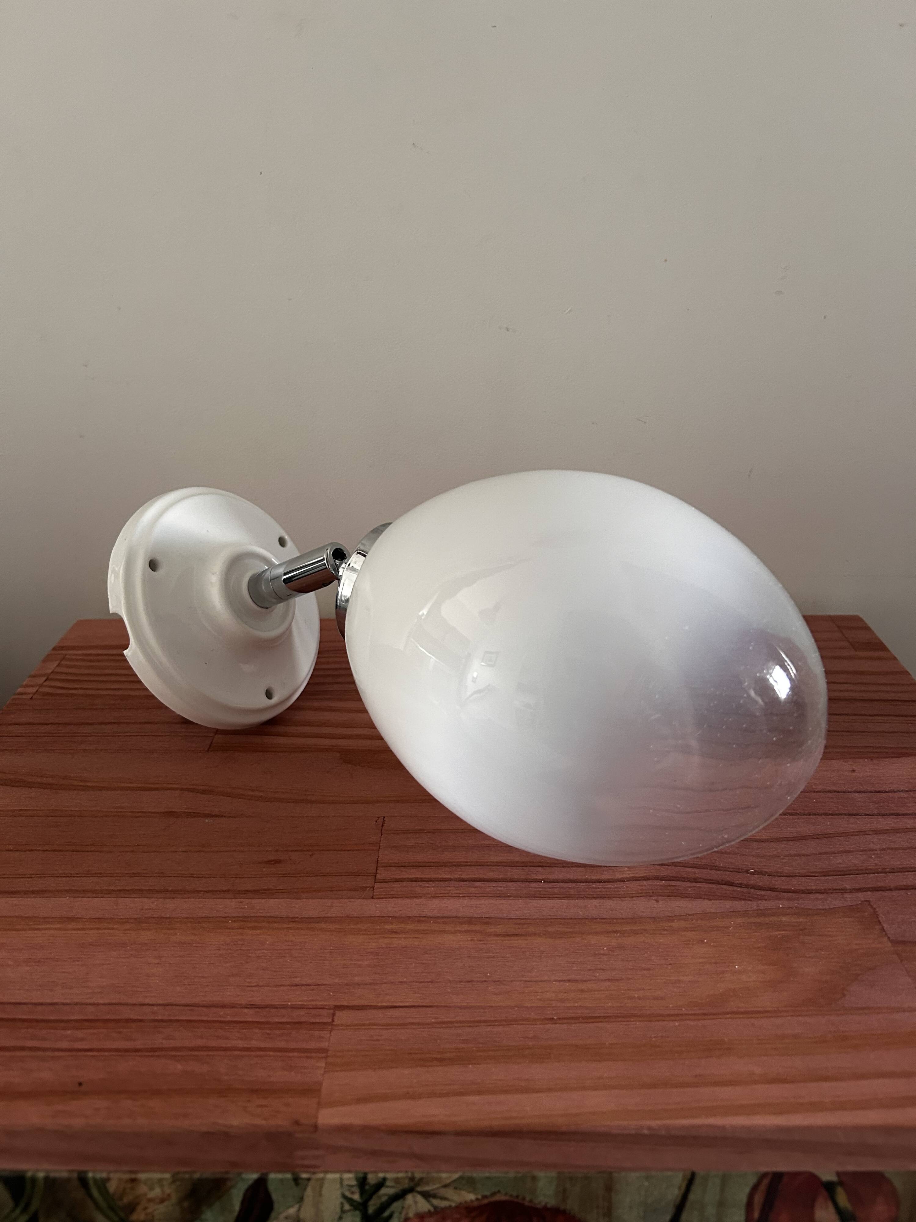 Vintage white opaline wall light