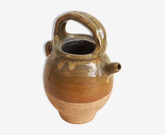 Cruche gargoulette en terre cuite émaillée