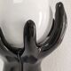 Black ceramic and opaline design hand lamp 90s
