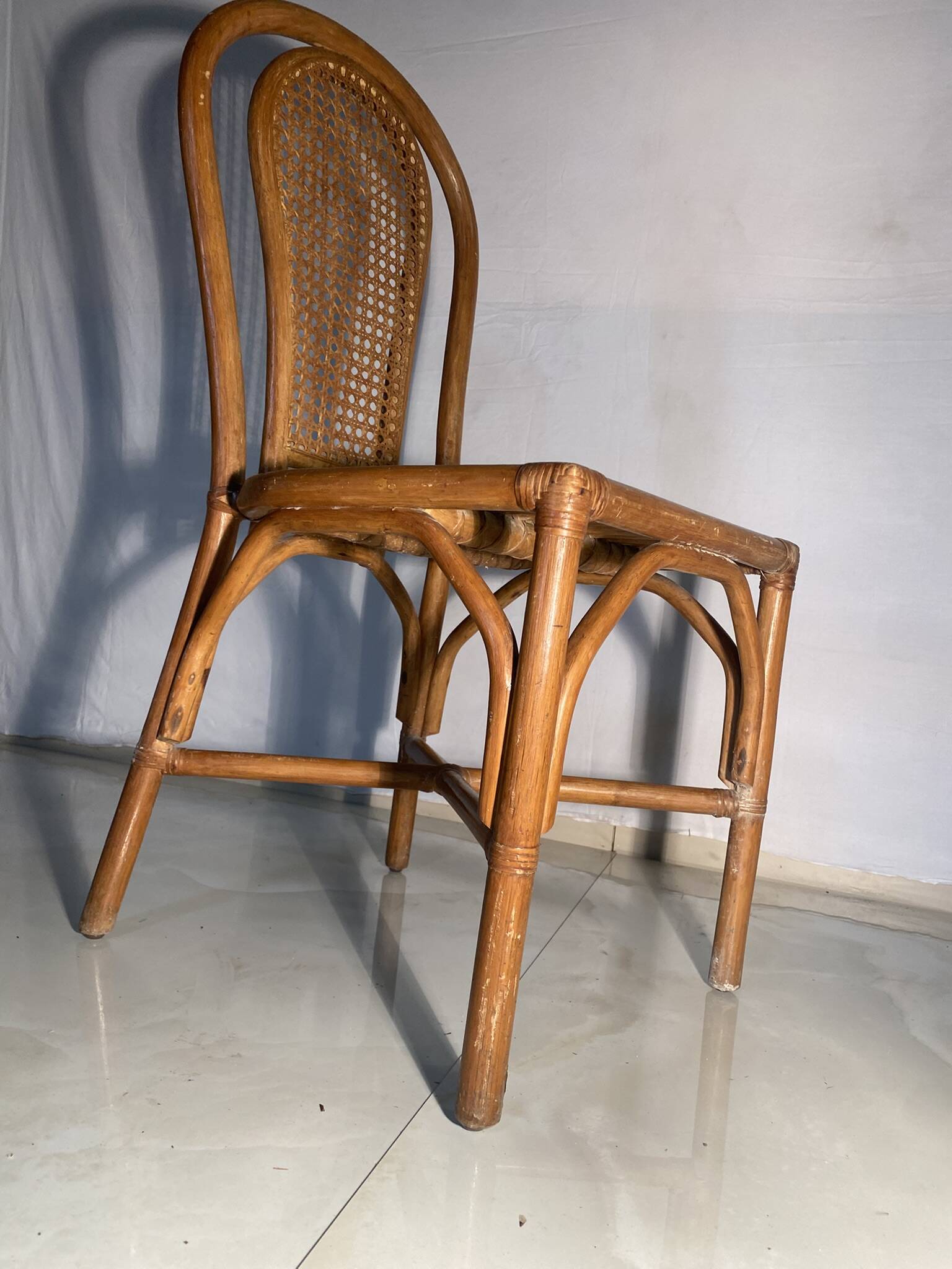 Vintage rattan chair with cane back - Bohemian style