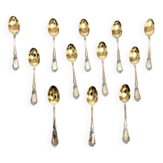 12 teaspoons in solid silver and vermeil