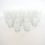 Set of 11 white checkerboard glasses