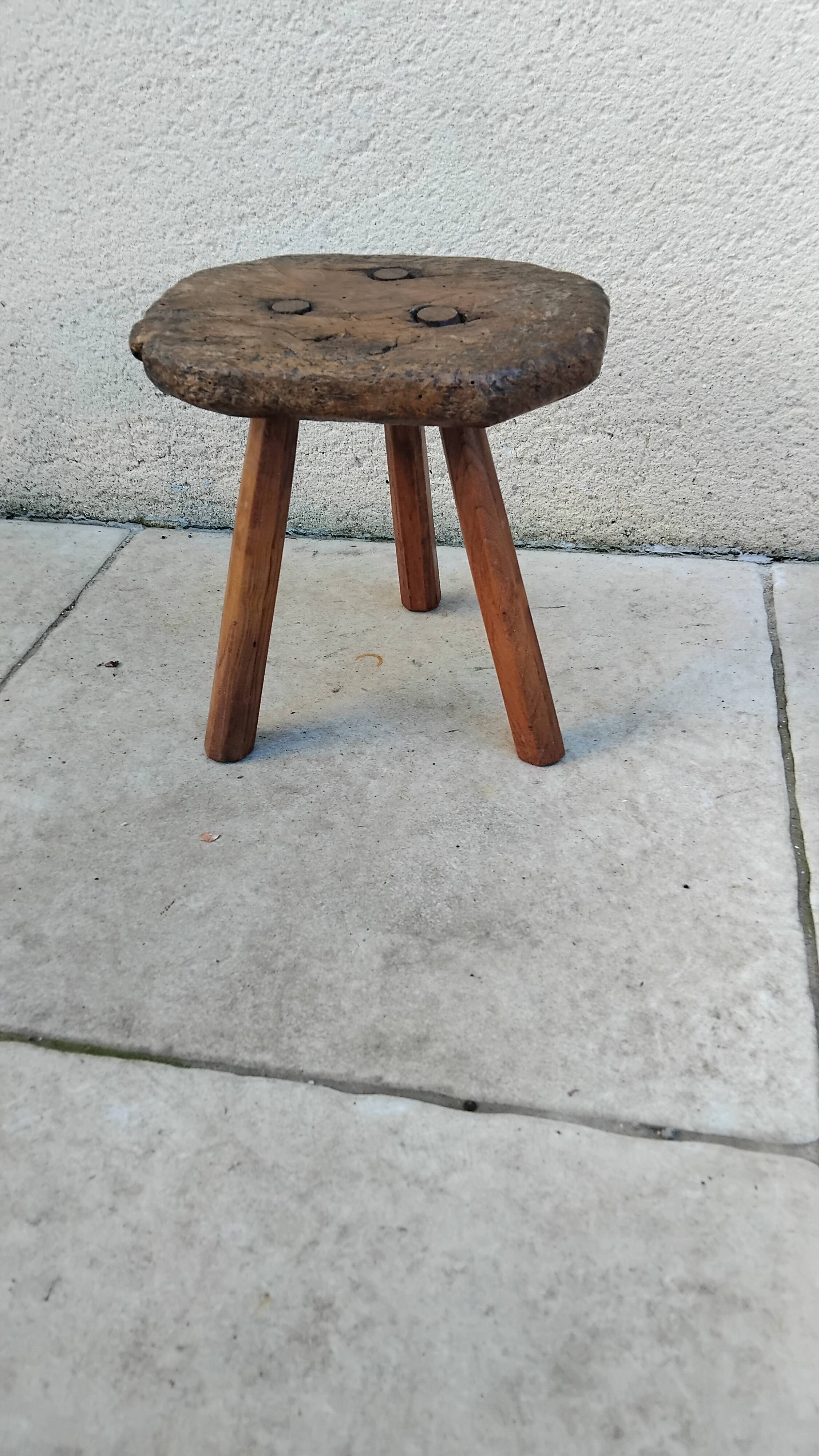 Antique vintage farmhouse tripod stool