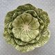Set of 3 vintage ceramic salad bowls with cabbage leaves